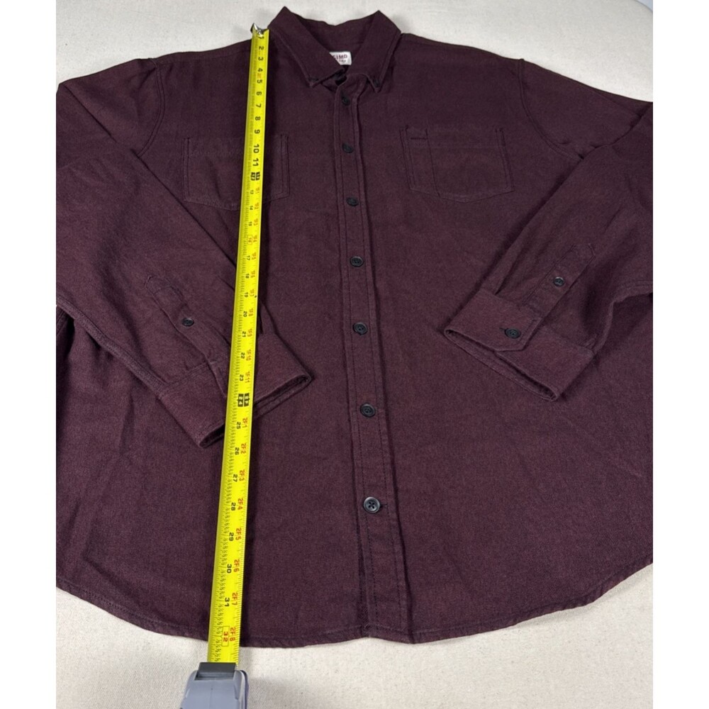 Mossimo Mens XL Flannel Shirt Maroon Burgundy Solid Long Sleeve Button Cotton - Picture 4 of 10